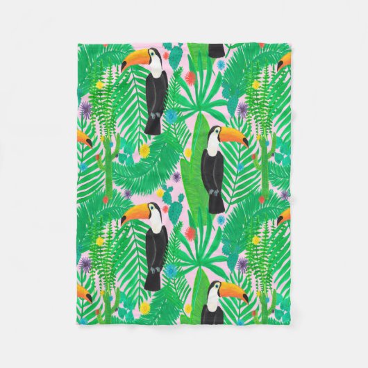 Couverture Polaire Motif lumineux tropical transparent dessiné à la m (Devant)