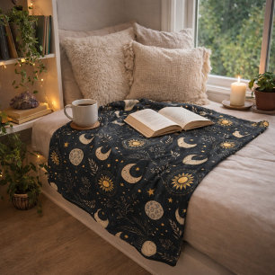 Couverture Polaire Motif Lunaire Céleste Mystique