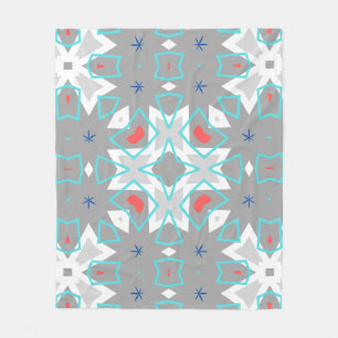 Couverture Polaire Motif Mandala Gris Corail Floral Géométrique Boh