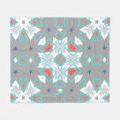 Couverture Polaire Motif Mandala Gris Corail | Floral Géométrique Boh (Devant (Horizontal))