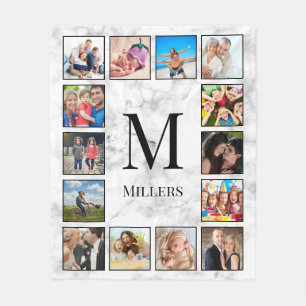 Couverture Polaire Motif Marbre blanc en pierre