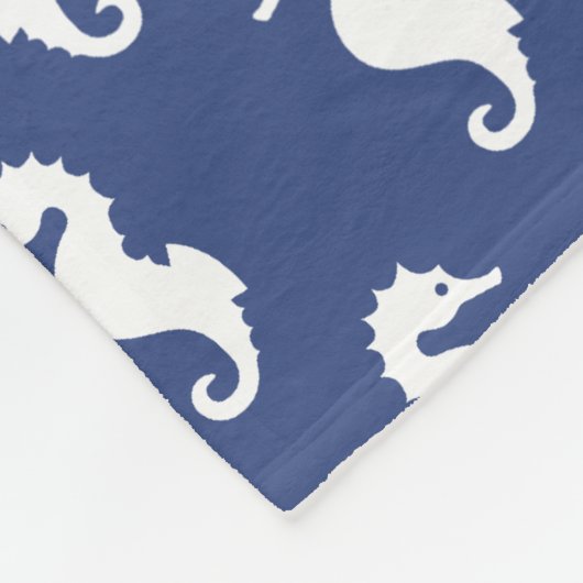 Couverture Polaire Motif Maritime Bleu Et Blanc (Coin)