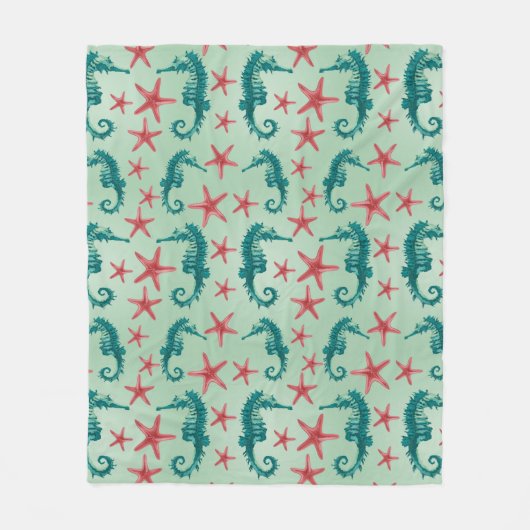 Couverture Polaire Motif maritime Turquoise 2 (Devant)