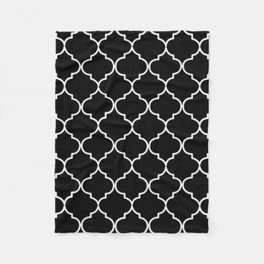 Couverture Polaire Motif marocain méditerranéen noir et blanc (Devant)