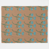 Couverture Polaire Motif marron floral bleu (Devant (Horizontal))