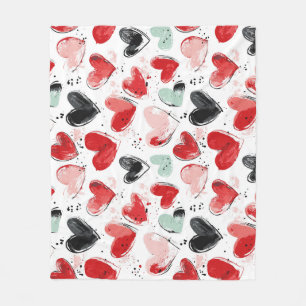 Couverture Polaire motif mignon avec coeur peint aquarelle
