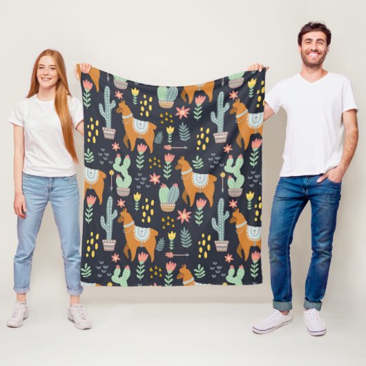 Couverture Polaire Motif mignon d'alpaga (En situation)