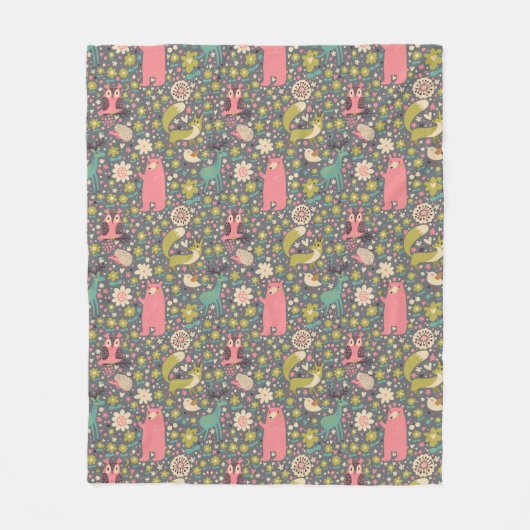 Couverture Polaire Motif mignon d'animaux de forêt (Devant)