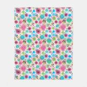 Couverture Polaire Motif mignon d'arrière - plan de hibou de fleur (Devant)