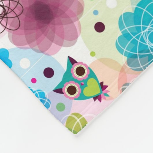 Couverture Polaire Motif mignon d'arrière - plan de hibou de fleur (Coin)