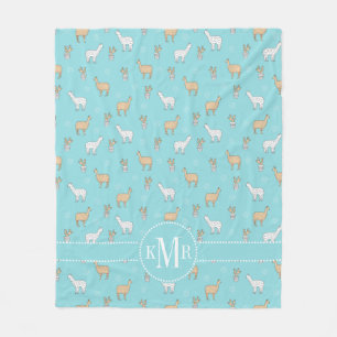 Couverture Polaire Motif mignon de cactus de lama d'alpaga