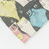 Couverture Polaire Motif mignon de chats de hippie (Coin)