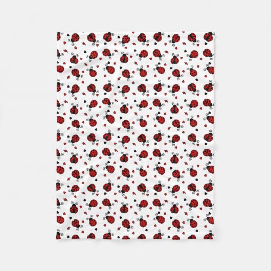 Couverture Polaire Motif mignon de coccinelle et de coeurs (Devant)