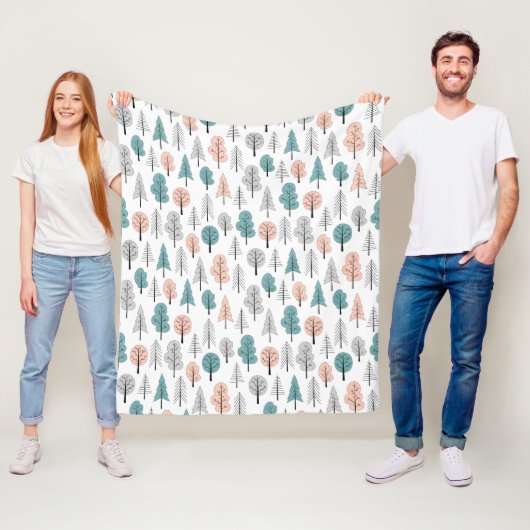 Couverture Polaire Motif mignon de forêt de griffonnage (En situation)