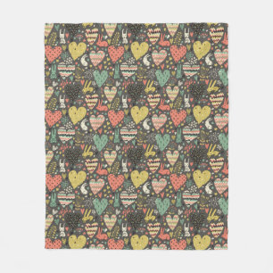 Couverture Polaire Motif mignon de lapins d'amour avec des coeurs