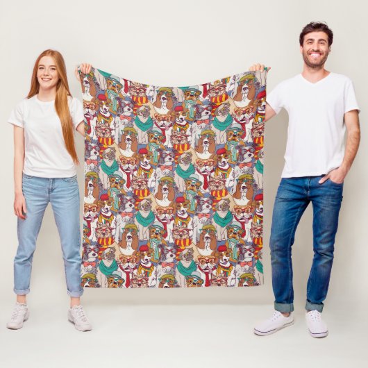 Couverture Polaire Motif mignon de mode de chiot (En situation)