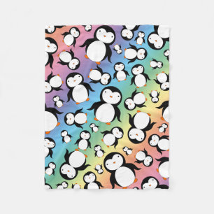 Couverture Polaire Motif mignon de pingouin d'arc-en-ciel