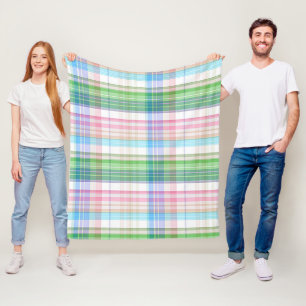 Couverture Polaire Motif mignon de plaid de tartan de vert bleu de