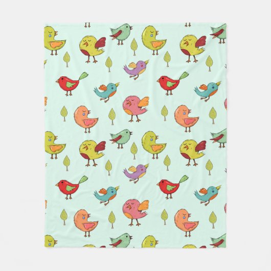 Couverture Polaire Motif mignon d'oiseaux Whimsical à main (Devant)