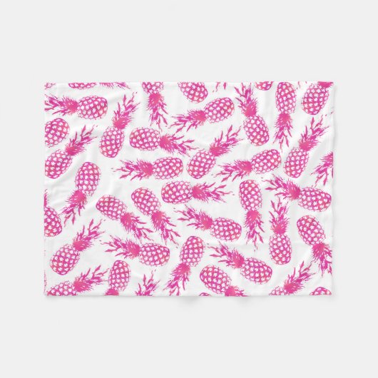 Couverture Polaire Motif mignon fuchsia girly moderne d'ananas (Devant (Horizontal))