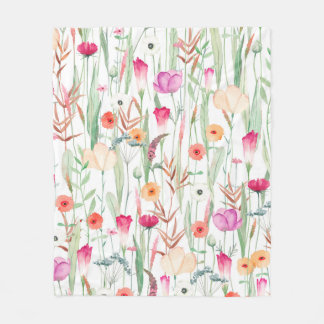 Couverture Polaire Motif mignon sans soudure avec différentes fleurs 
