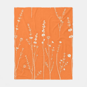 Couverture Polaire Motif minimaliste de fleur sauvage orange brûlé