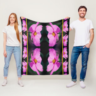 Couverture Polaire Motif miroir rose Cosmos
