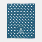 Couverture Polaire Motif moderne Aussie Silhouette | Monogramme bleu (Devant)