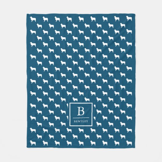 Couverture Polaire Motif moderne Aussie Silhouette | Monogramme bleu (Devant)