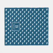 Couverture Polaire Motif moderne Aussie Silhouette | Monogramme bleu (Devant (Horizontal))