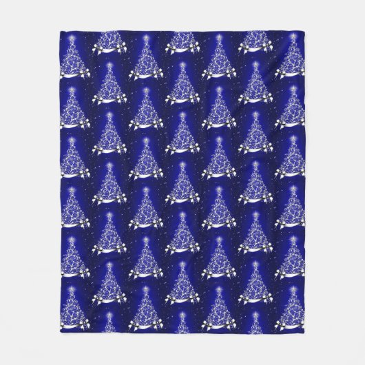 Couverture Polaire Motif moderne Blue & Silver Holiday Tree (Devant)