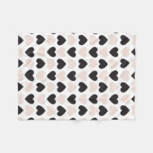 Couverture Polaire Motif moderne Blush Rose Black Love Hearts (Devant (Horizontal))