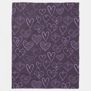 Couverture Polaire Motif moderne de coeur foncé violet