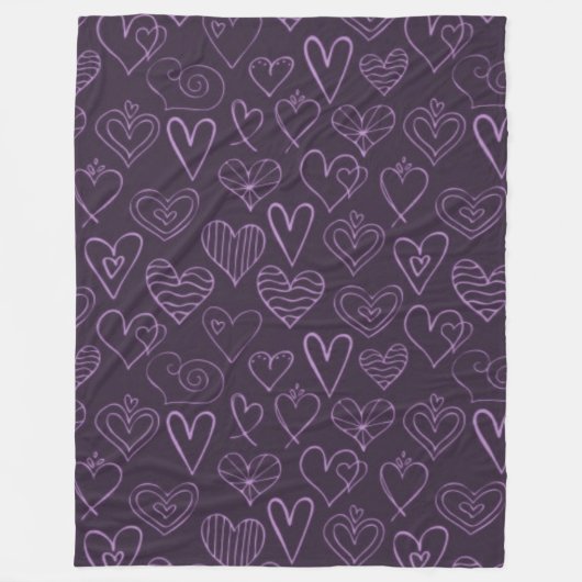 Couverture Polaire Motif moderne de coeur foncé violet (Devant)