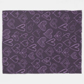 Couverture Polaire Motif moderne de coeur foncé violet (Devant (Horizontal))