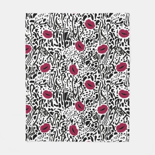 Couverture Polaire Motif moderne des lèvres B&W de rouge à lèvres (Devant)