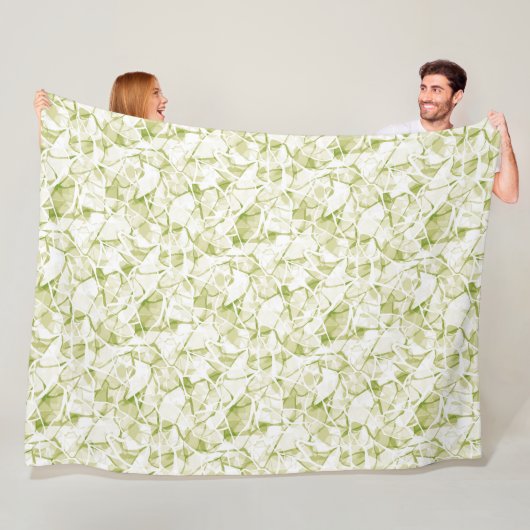 Couverture Polaire motif moderne élégant abstrait blanc-olive (En situation)