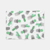 Couverture Polaire Motif moderne gris vert de cactus d'aquarelle (Devant (Horizontal))