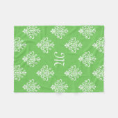 Couverture Polaire Motif moderne Monogramme vert brillant Damas (Devant (Horizontal))