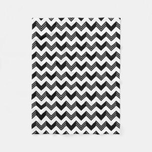 Couverture Polaire Motif moderne noir, gris, blanc Zigzag Chevron