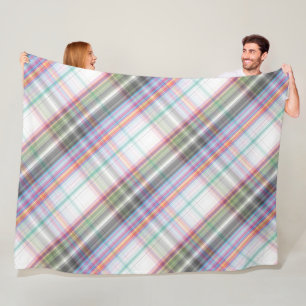 Couverture Polaire Motif moderne Tartan Vert Jaune Tan Tan Plaid.