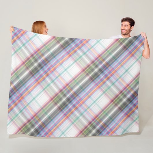 Couverture Polaire Motif moderne Tartan Vert Jaune Tan Tan Plaid. (En situation)