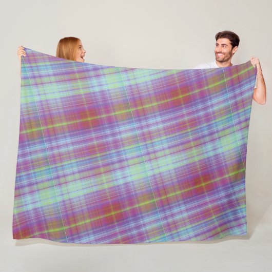 Couverture Polaire Motif moderne Tartan violet Tan Plaid. Pile (En situation)
