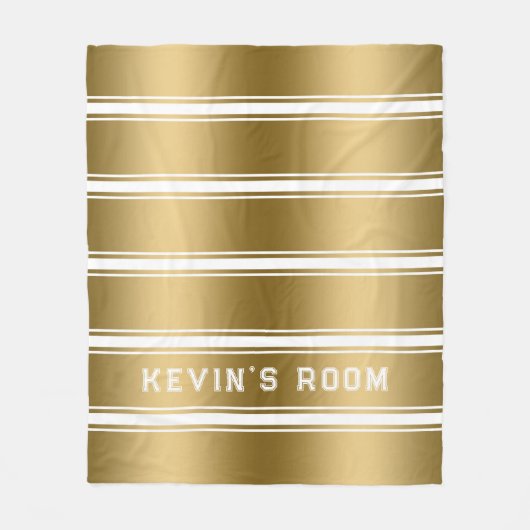 Couverture Polaire Motif moderne White & Gold Stripes (Devant)