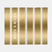 Couverture Polaire Motif moderne White & Gold Stripes (Devant (Horizontal))