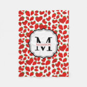 Couverture Polaire Motif Monogramme de fraises rouges (Devant)