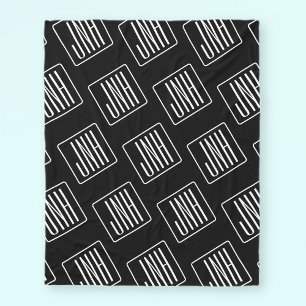 Couverture Polaire Motif monogramme moderne Noir & Blanc