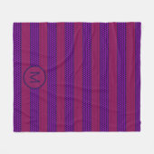 Couverture Polaire Motif monogrammé rayé violet et magenta (Devant (Horizontal))