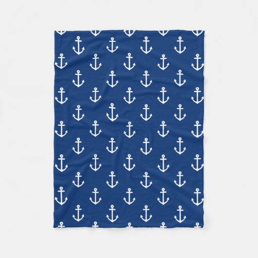 Couverture Polaire Motif nautique d'Ancre de bleu marine (Devant)