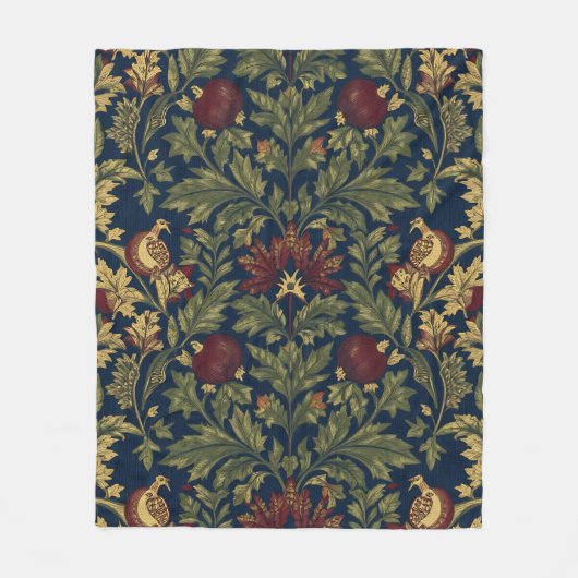 Couverture Polaire Motif Navy Fleur de Grenade William Morris (Devant)